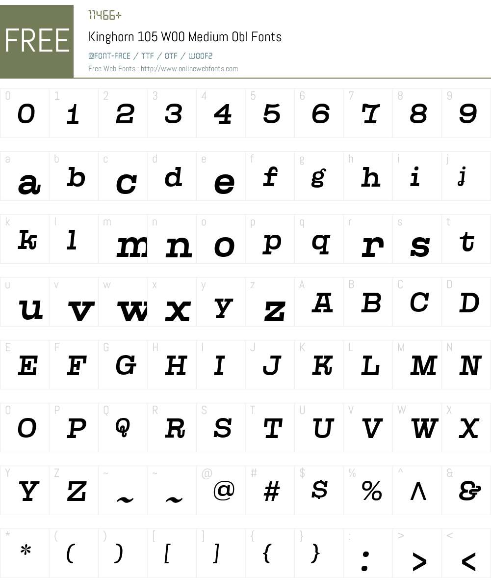 Kinghorn105W00-MediumObl Font Screenshots