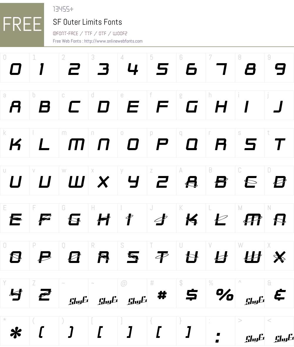 SF Outer Limits Font Screenshots