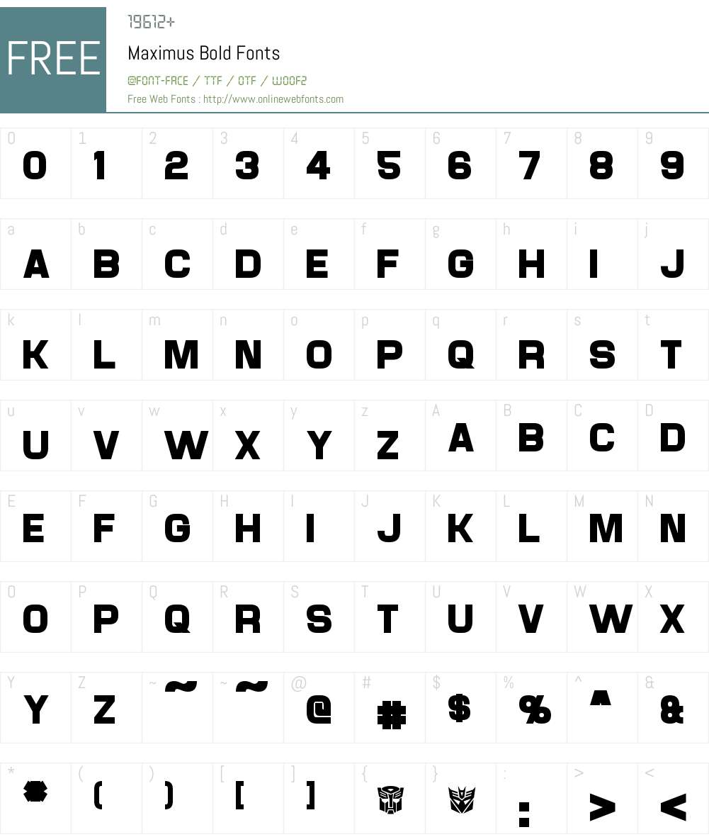 Maximus Font Screenshots