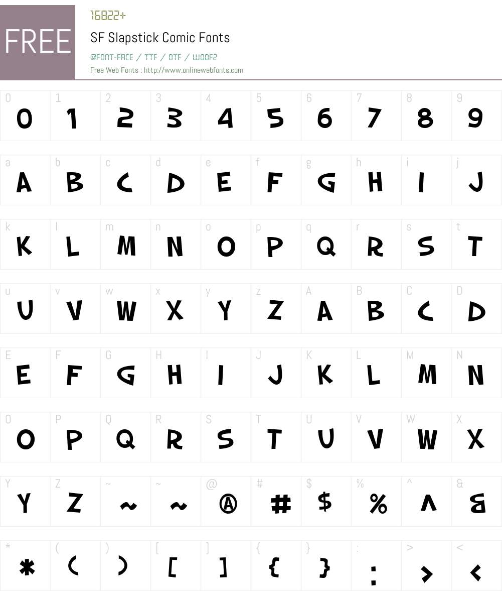 SF Slapstick Comic Font Screenshots