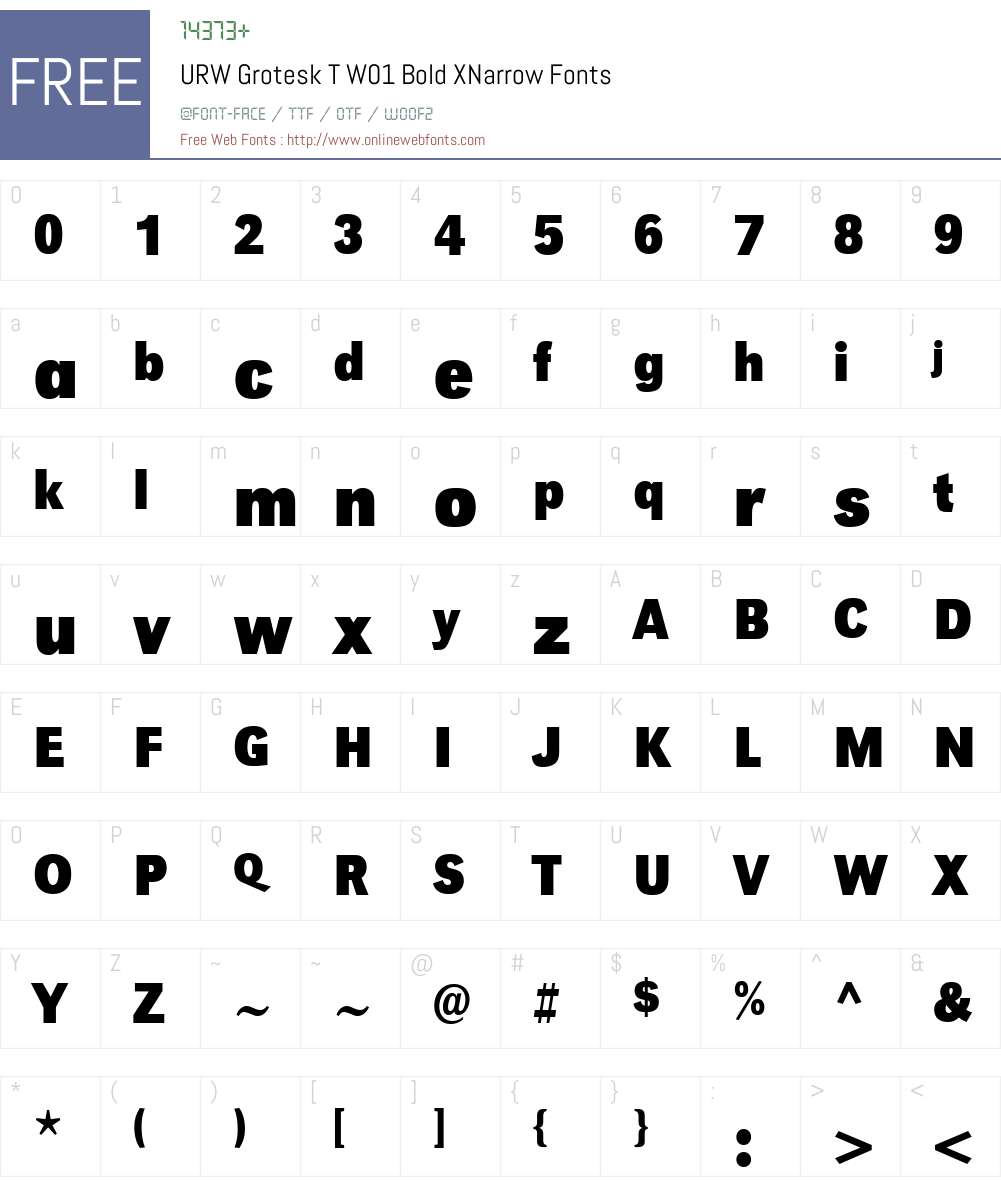 URWGroteskTW01-BoldXNarrow Font Screenshots