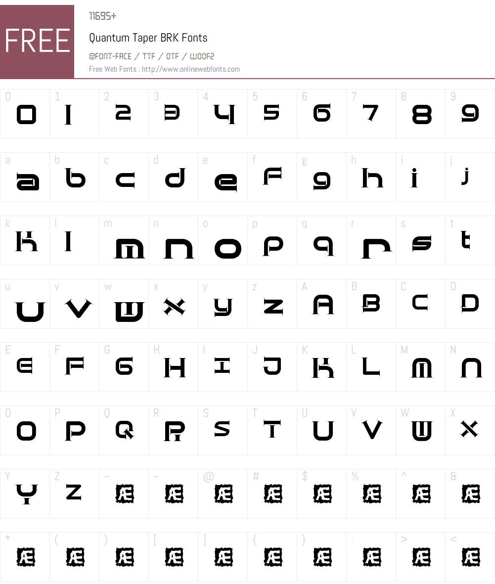Quantum Taper BRK Font Screenshots