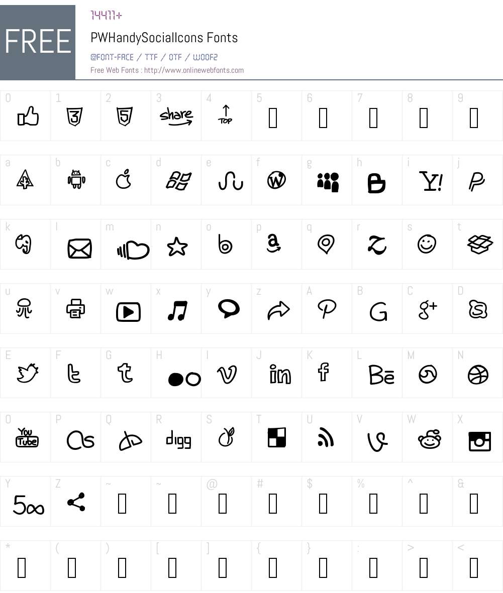 PWHandySocialIcons Font Screenshots