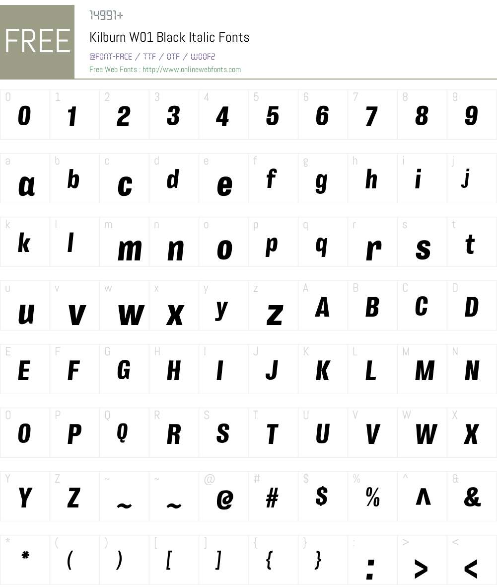 KilburnW01-BlackItalic Font Screenshots