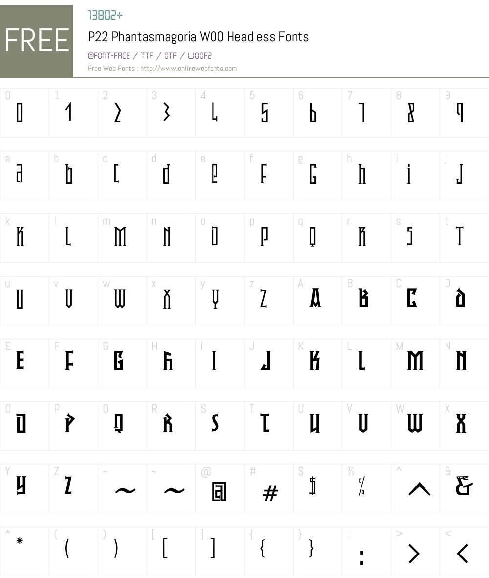 P22PhantasmagoriaW00-Headls Font Screenshots