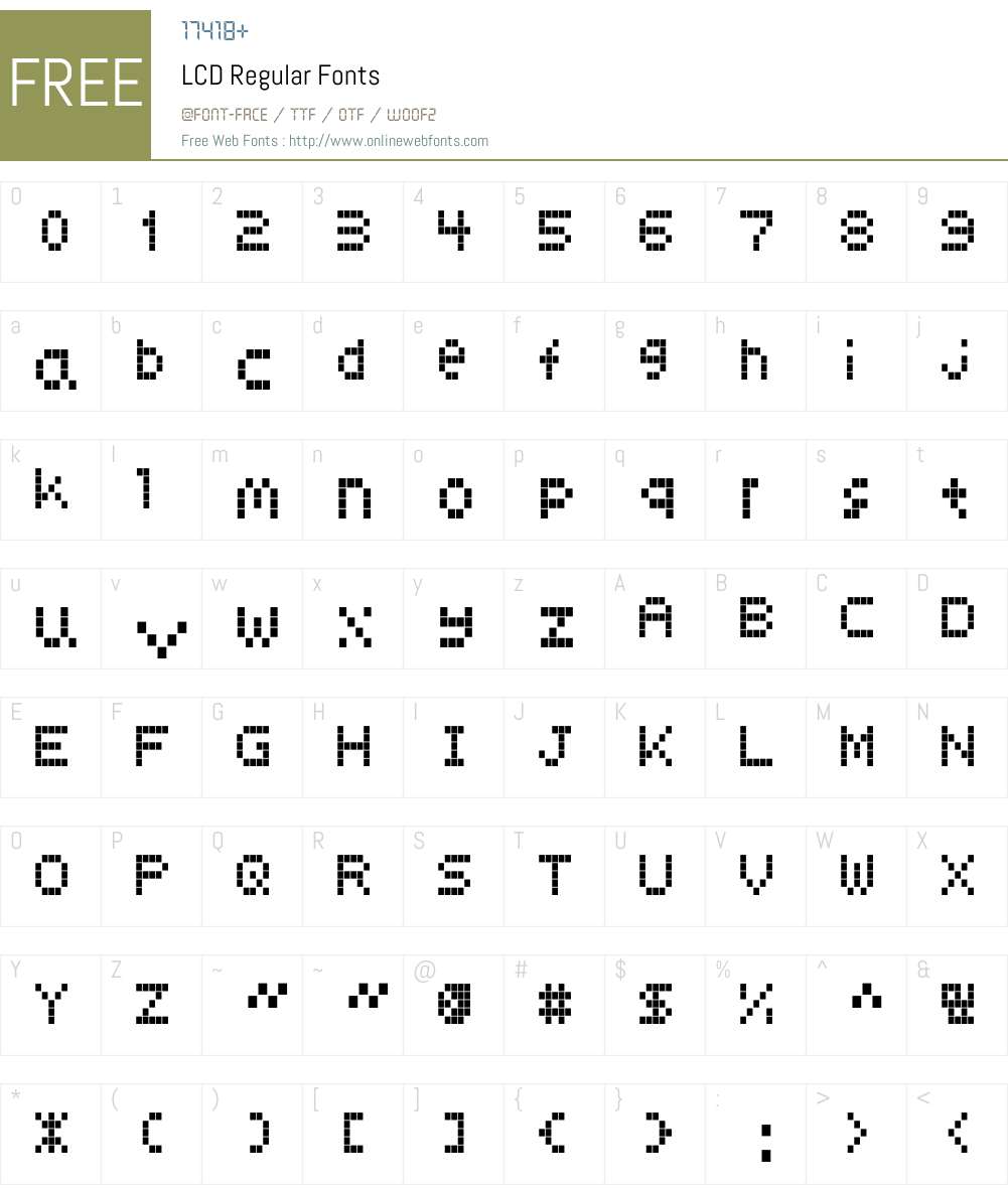 LCD Font Screenshots