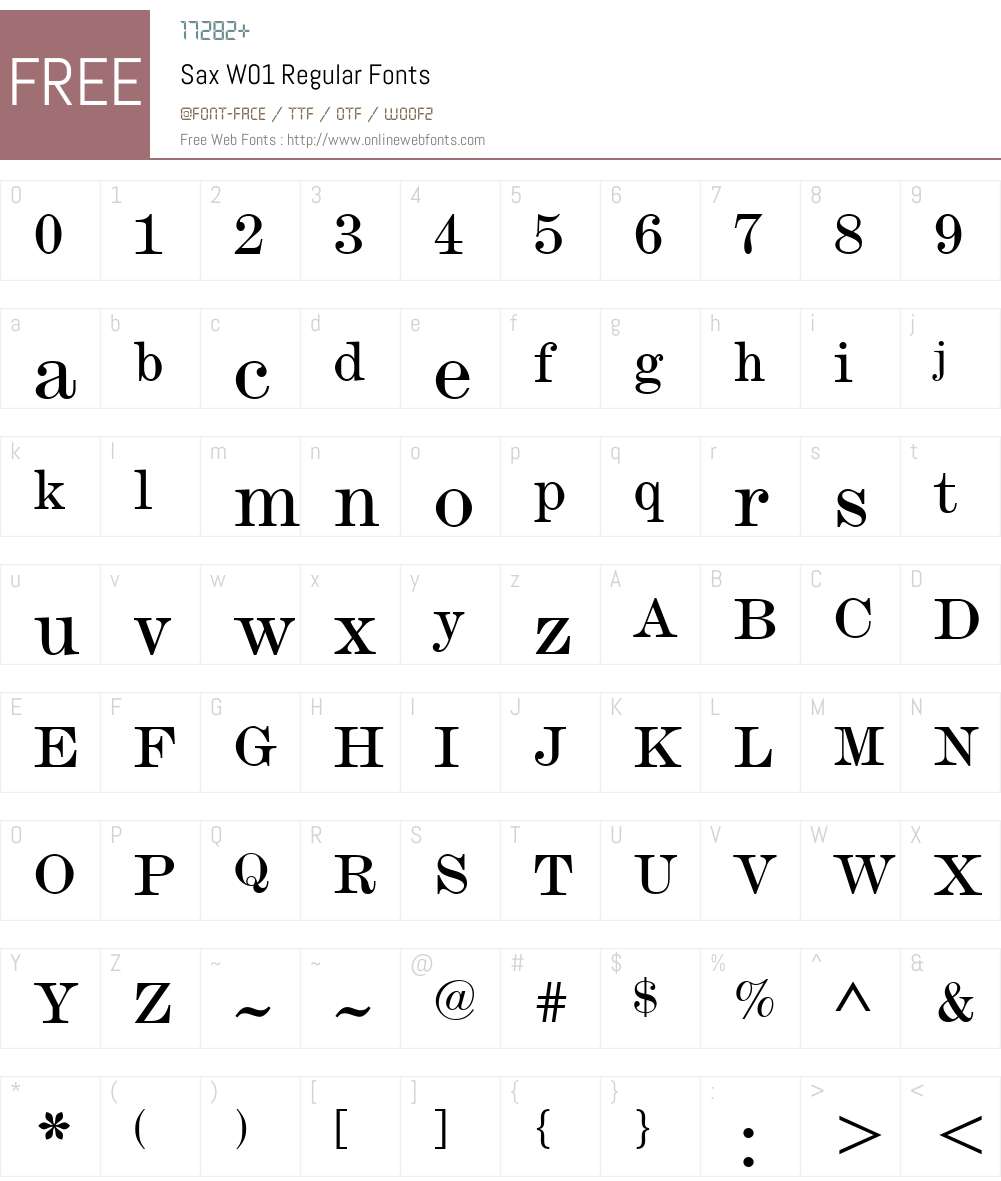 SaxW01-Regular Font Screenshots