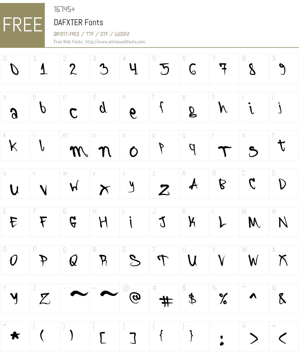 DAFXTER Font Screenshots