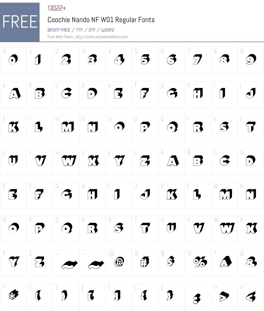 CoochieNandoNFW01-Regular Font Screenshots