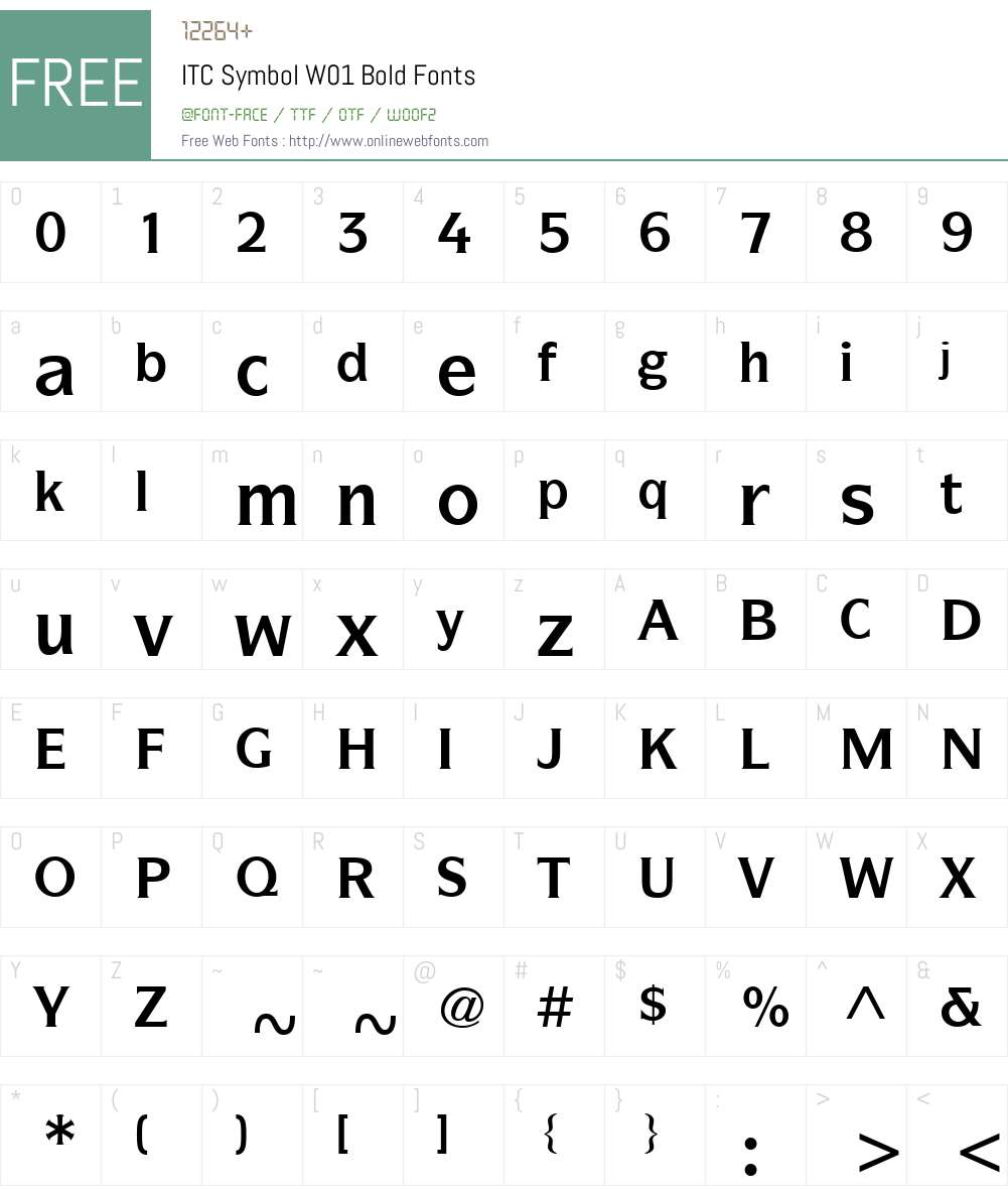 ITCSymbolW01-Bold Font Screenshots