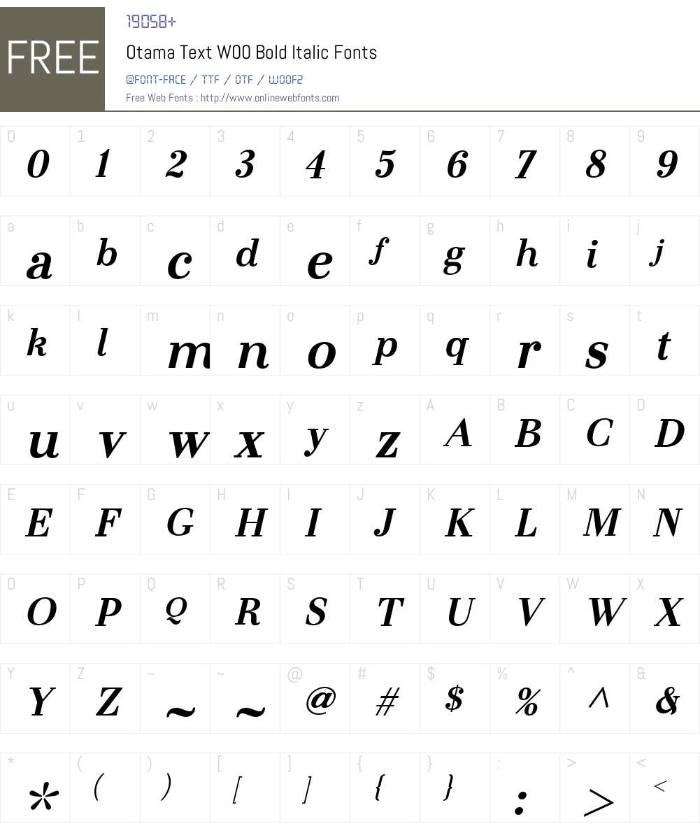 OtamaTextW00-BoldItalic Font Screenshots