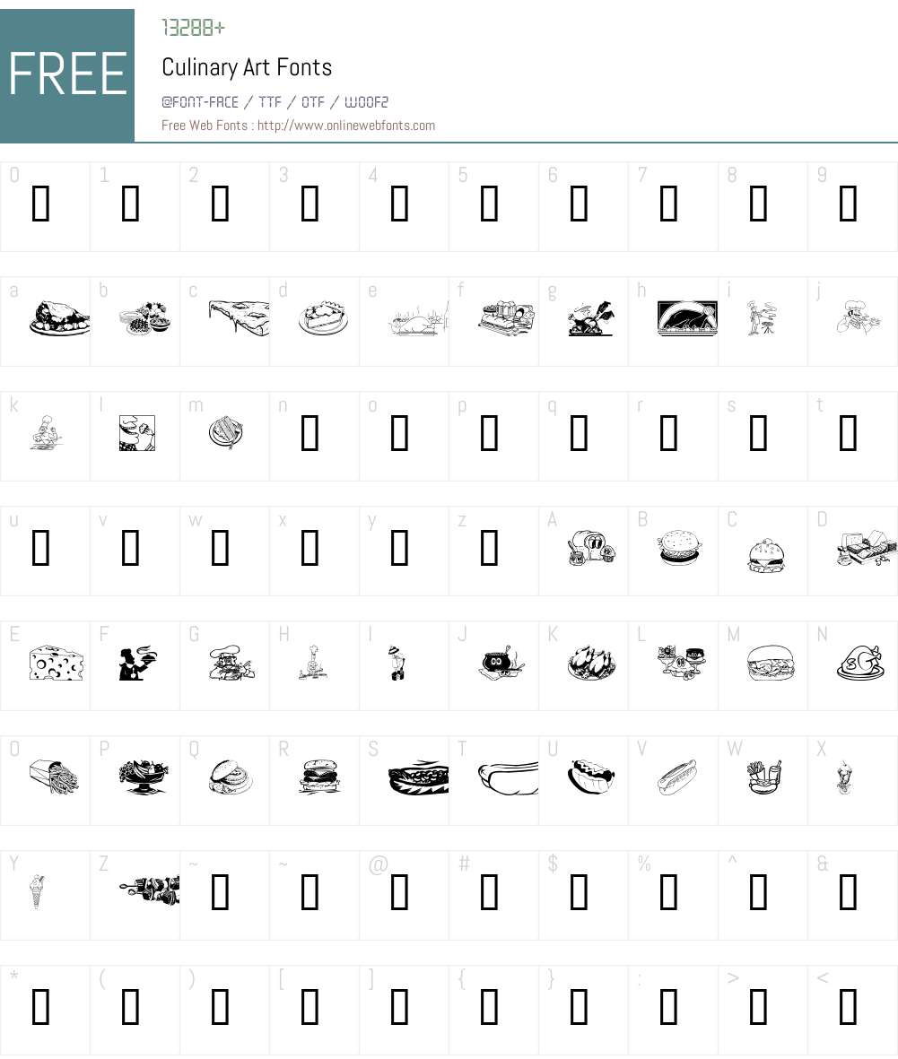 Culinary Art Font Screenshots