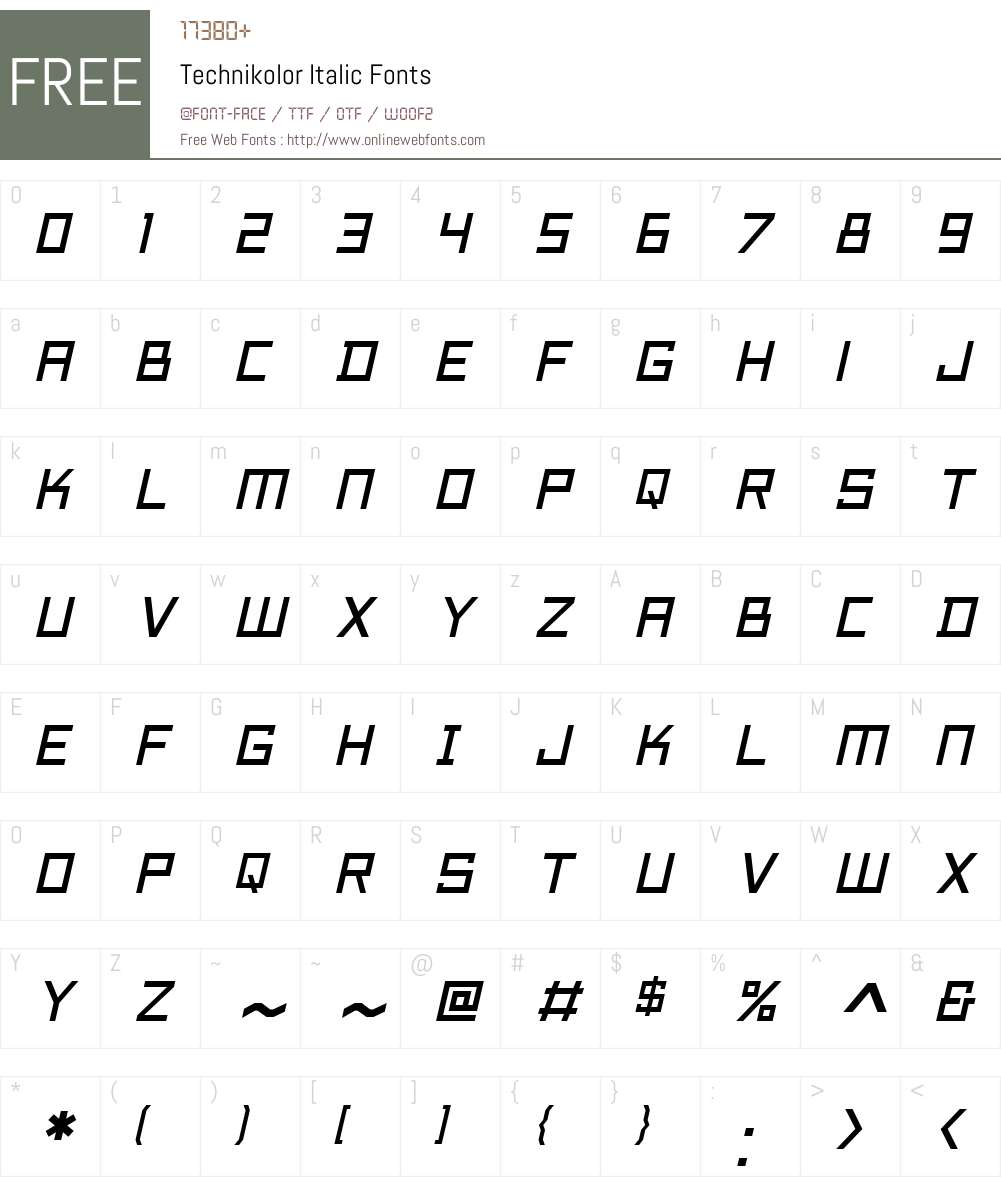 Technikolor-Italic Font Screenshots