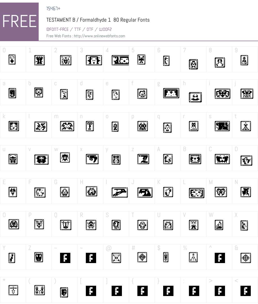 TESTAMENT B / Formaldhyde 1 80 Font Screenshots