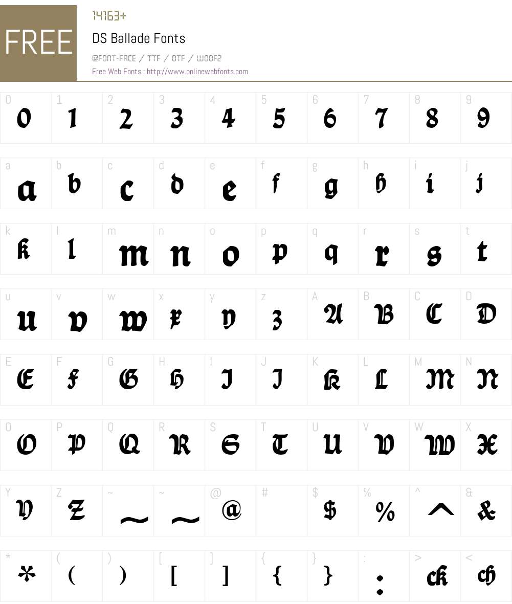 DS Ballade Font Screenshots