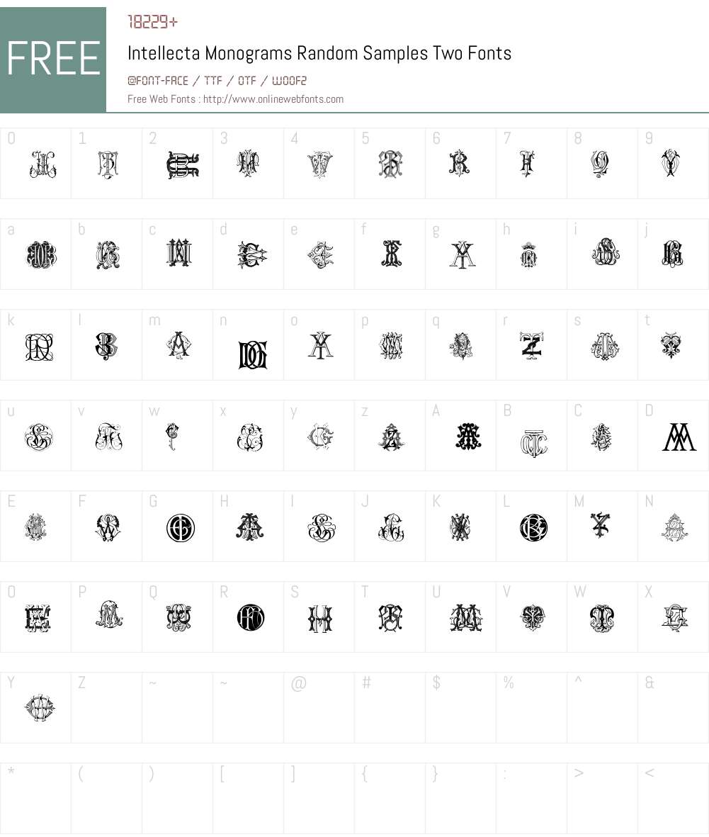 Intellecta Monograms Random Samples Two Font Screenshots
