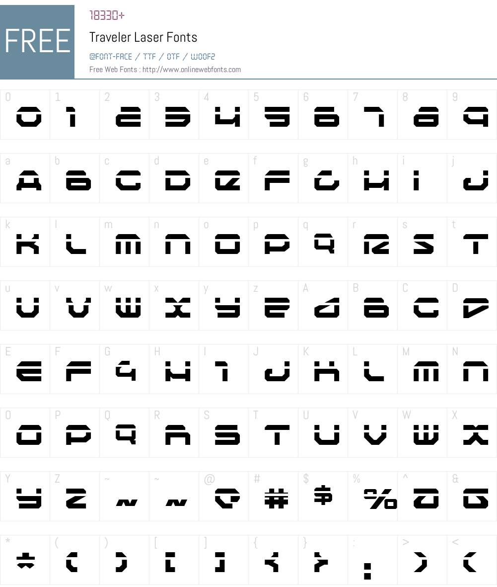 Traveler Laser Font Screenshots