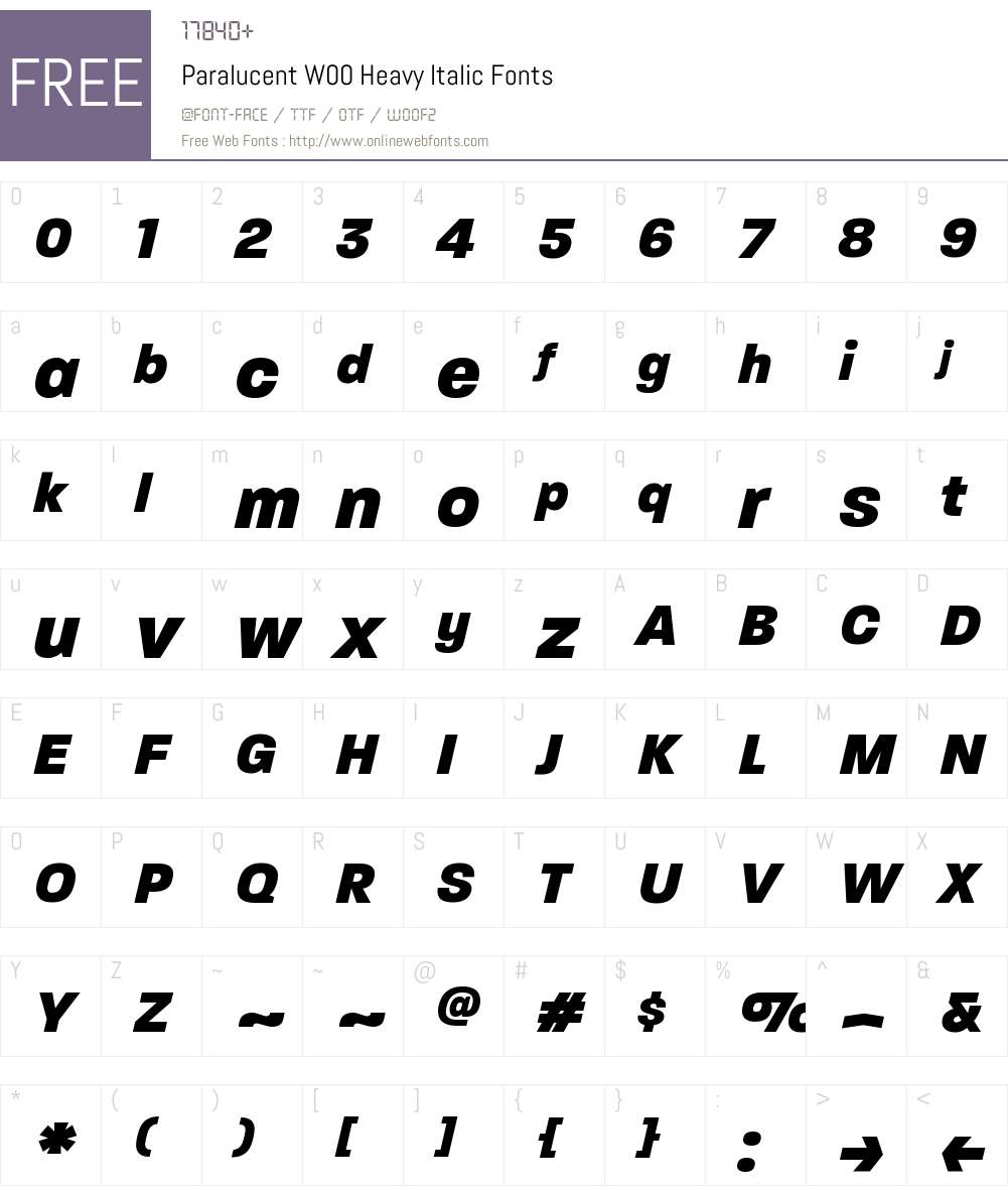 ParalucentW00-HeavyItalic Font Screenshots