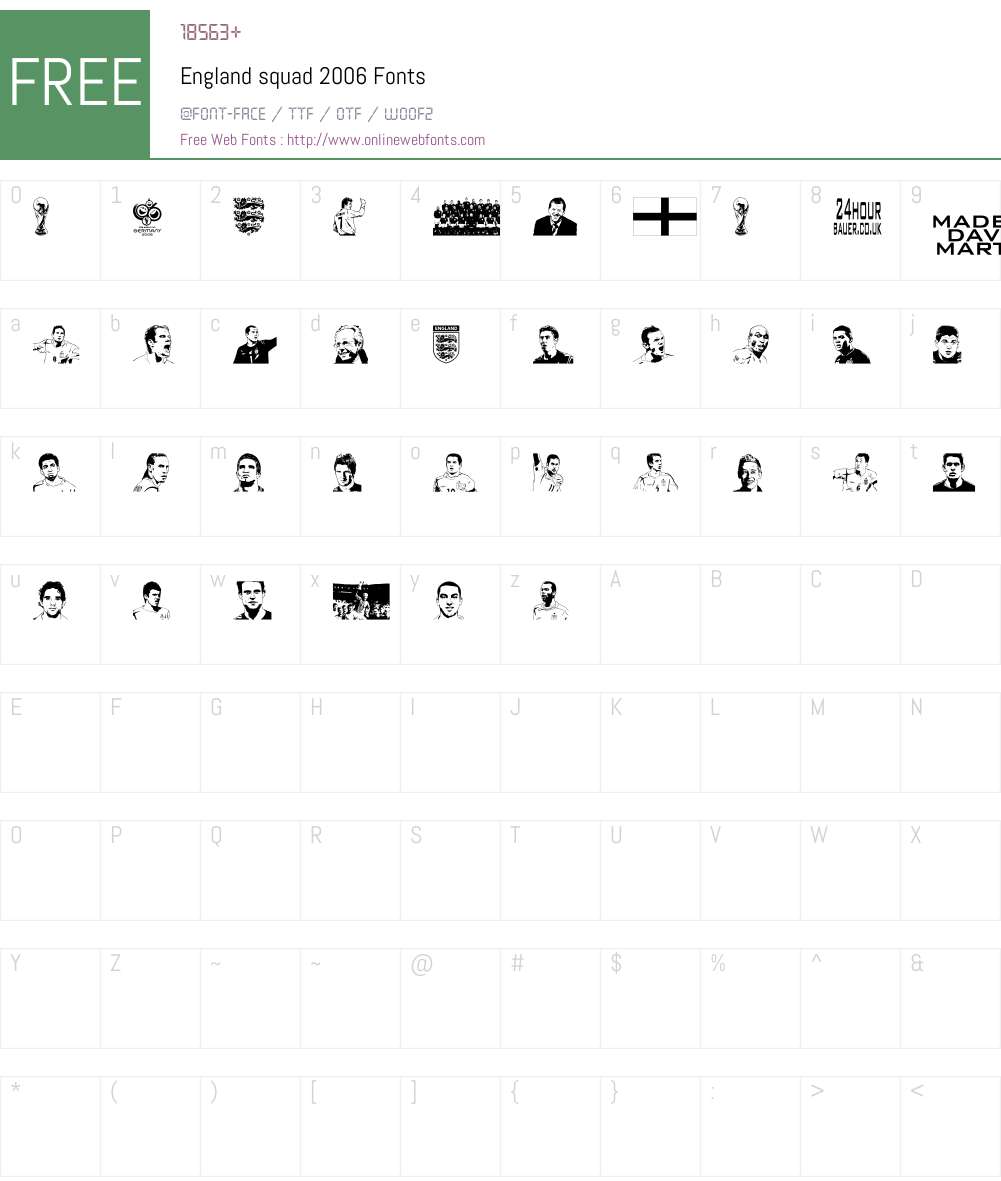England squad 2006 Font Screenshots