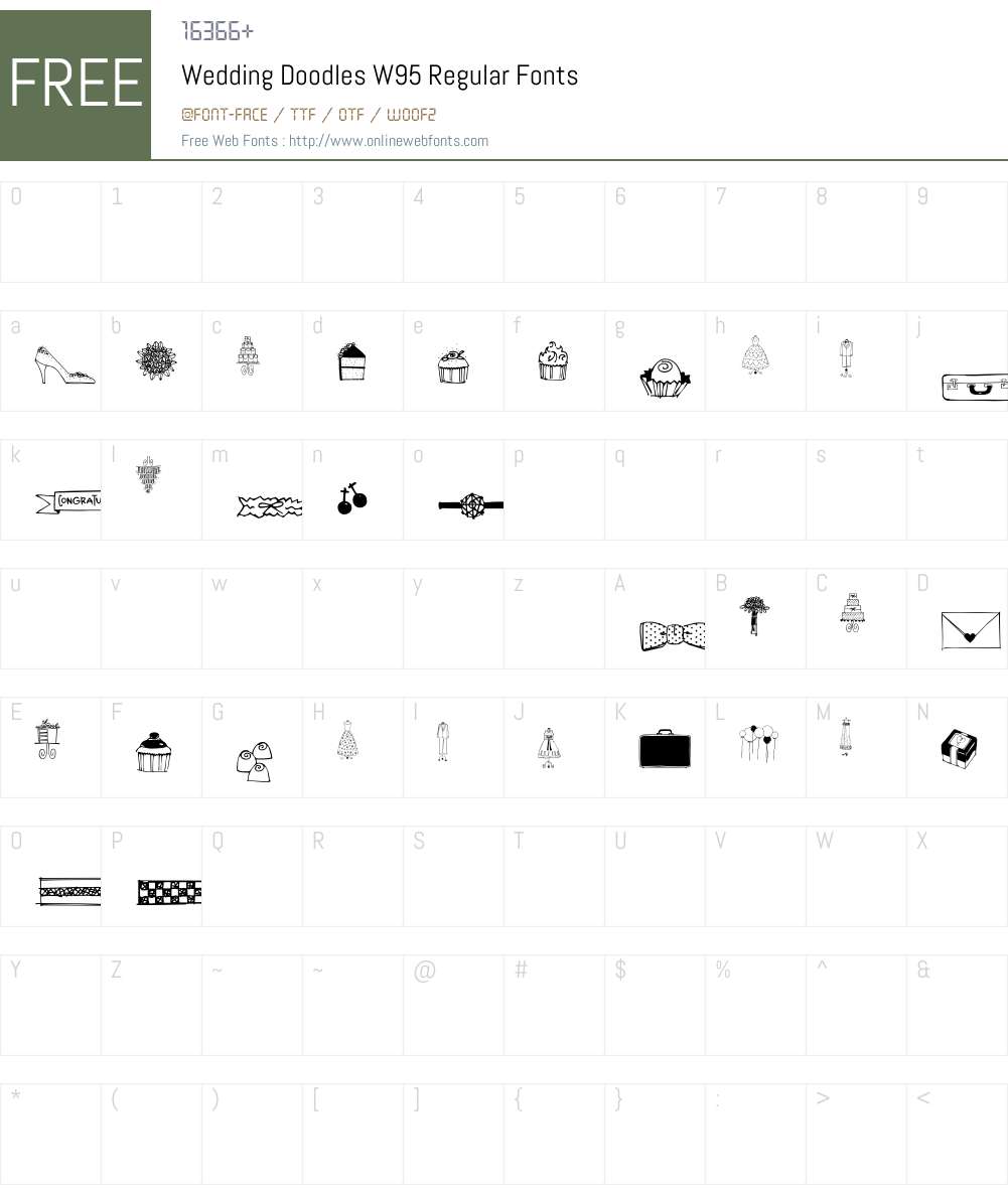 WeddingDoodlesW95-Regular Font Screenshots