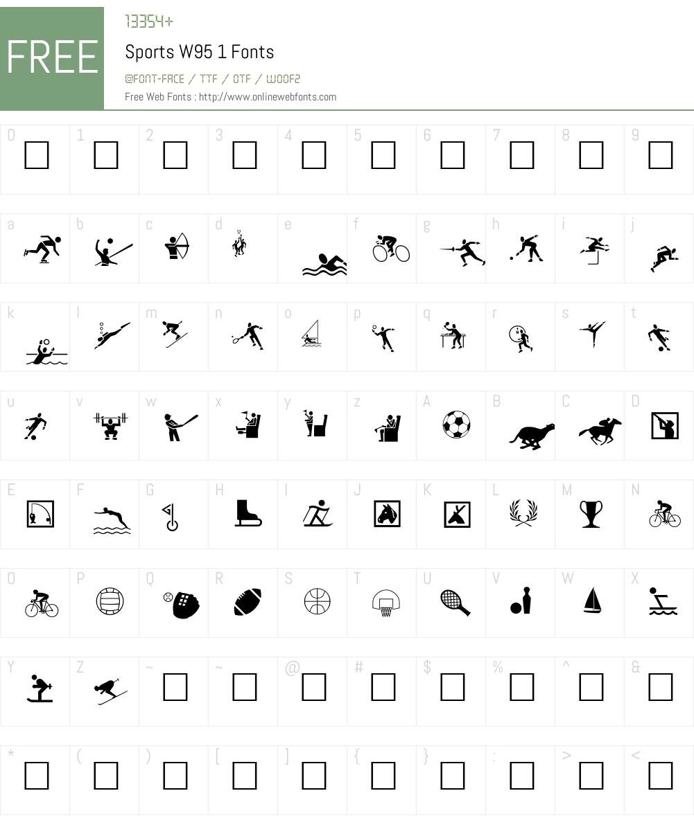 SportsW95-One Font Screenshots