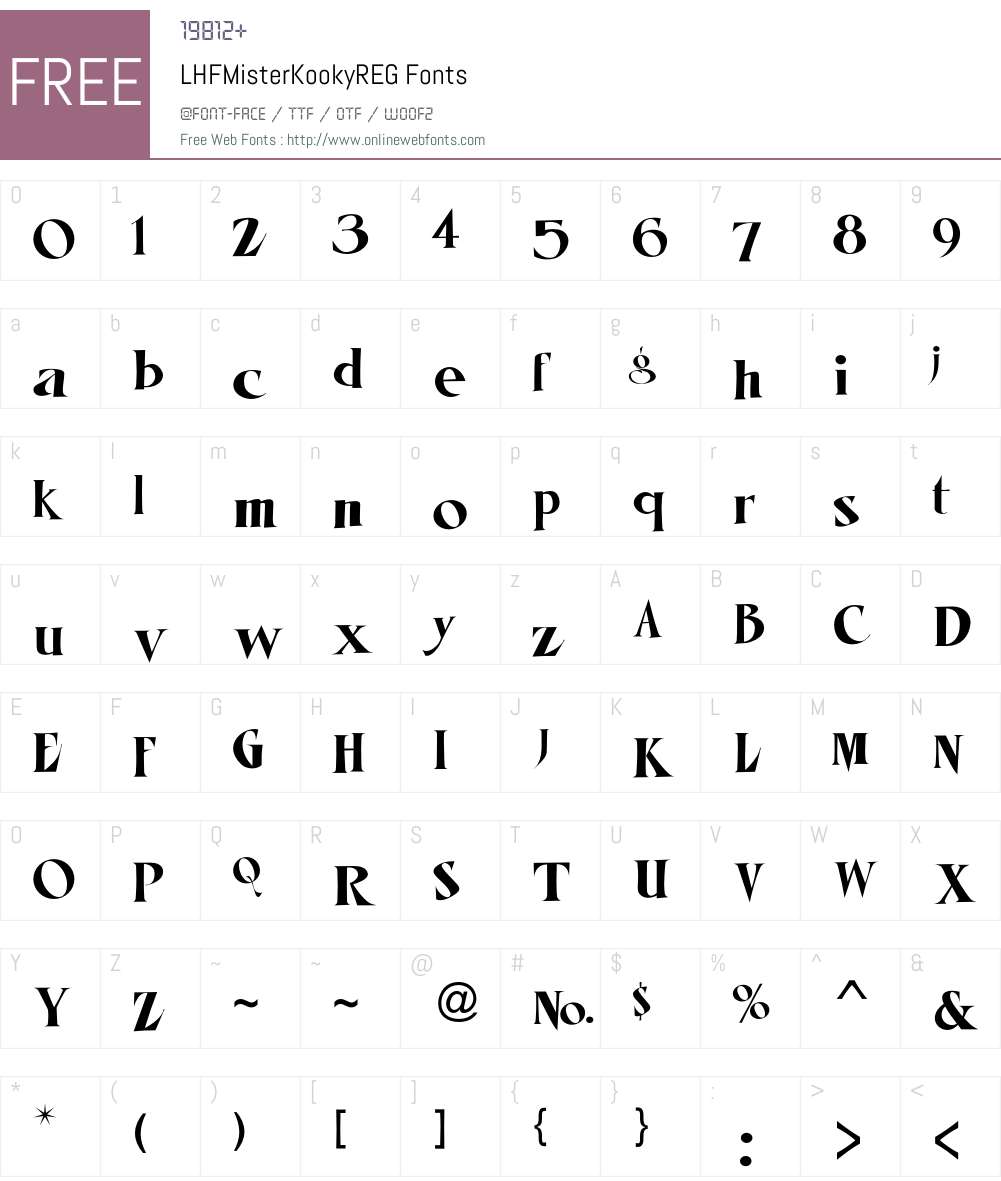 LHFMisterKookyREG Font Screenshots