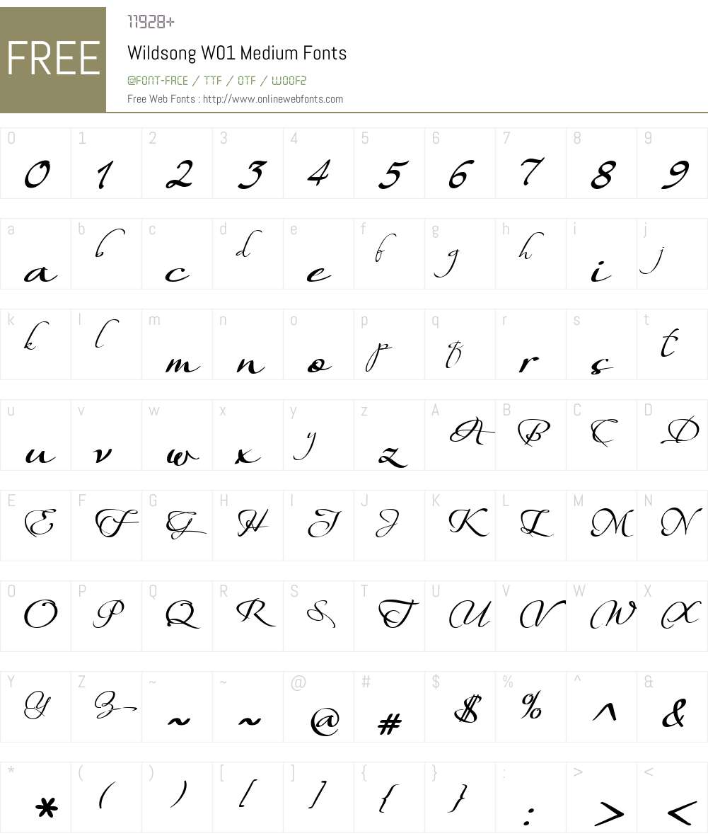 WildsongW01-Medium Font Screenshots