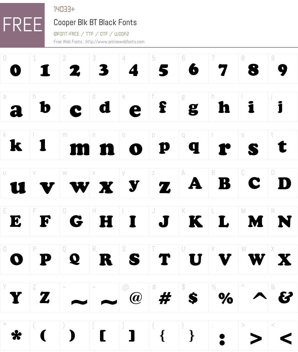 Cooper Blk BT Font Screenshots