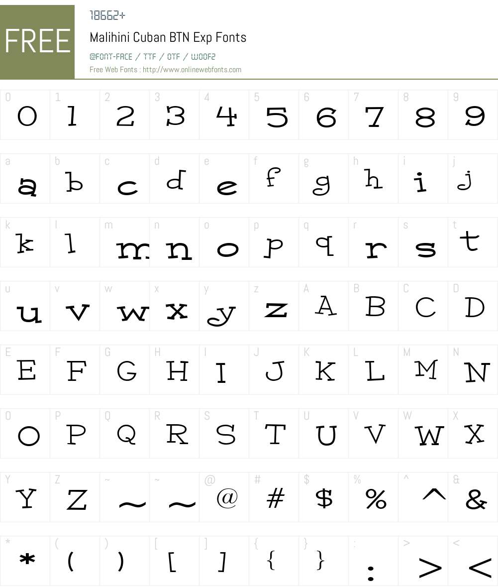Malihini Cuban BTN Exp Font Screenshots