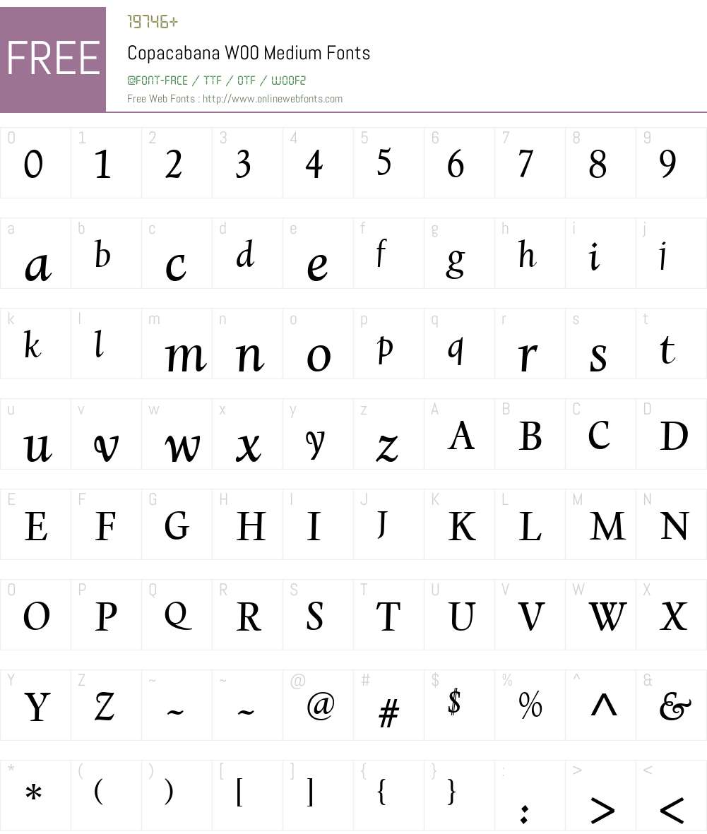 CopacabanaW00-Medium Font Screenshots
