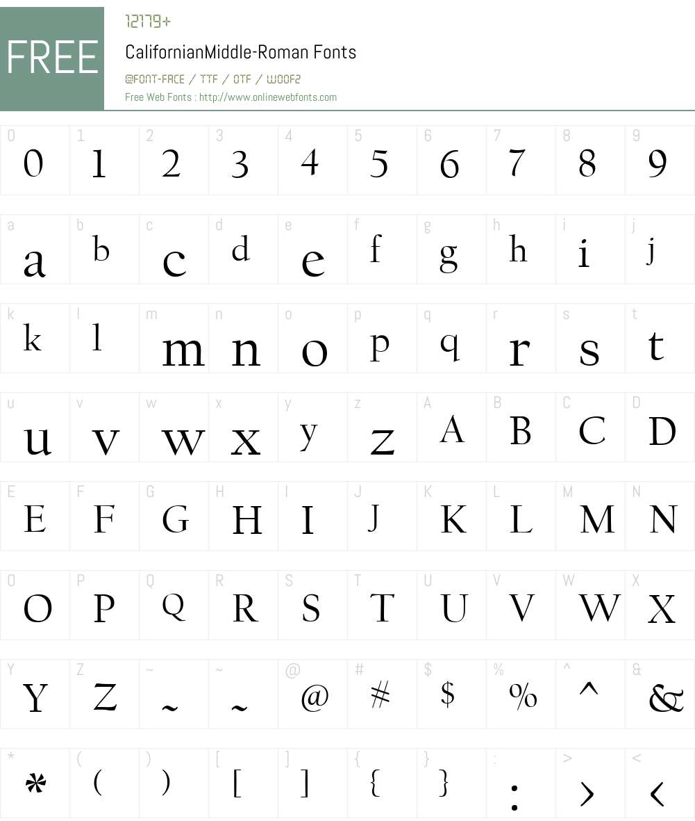CalifornianMiddle Font Screenshots