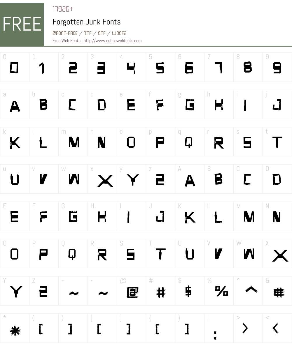 Forgotten Junk Font Screenshots