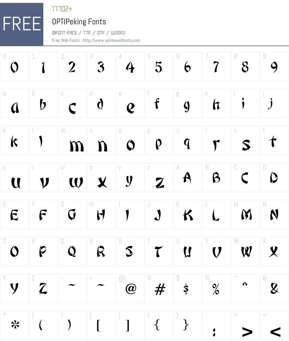OPTIPeking Font Screenshots