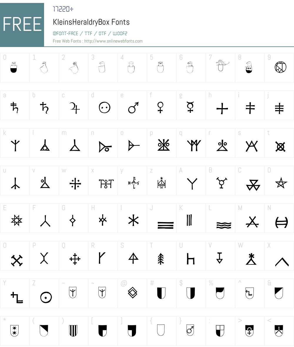 KleinsHeraldryBox Font Screenshots