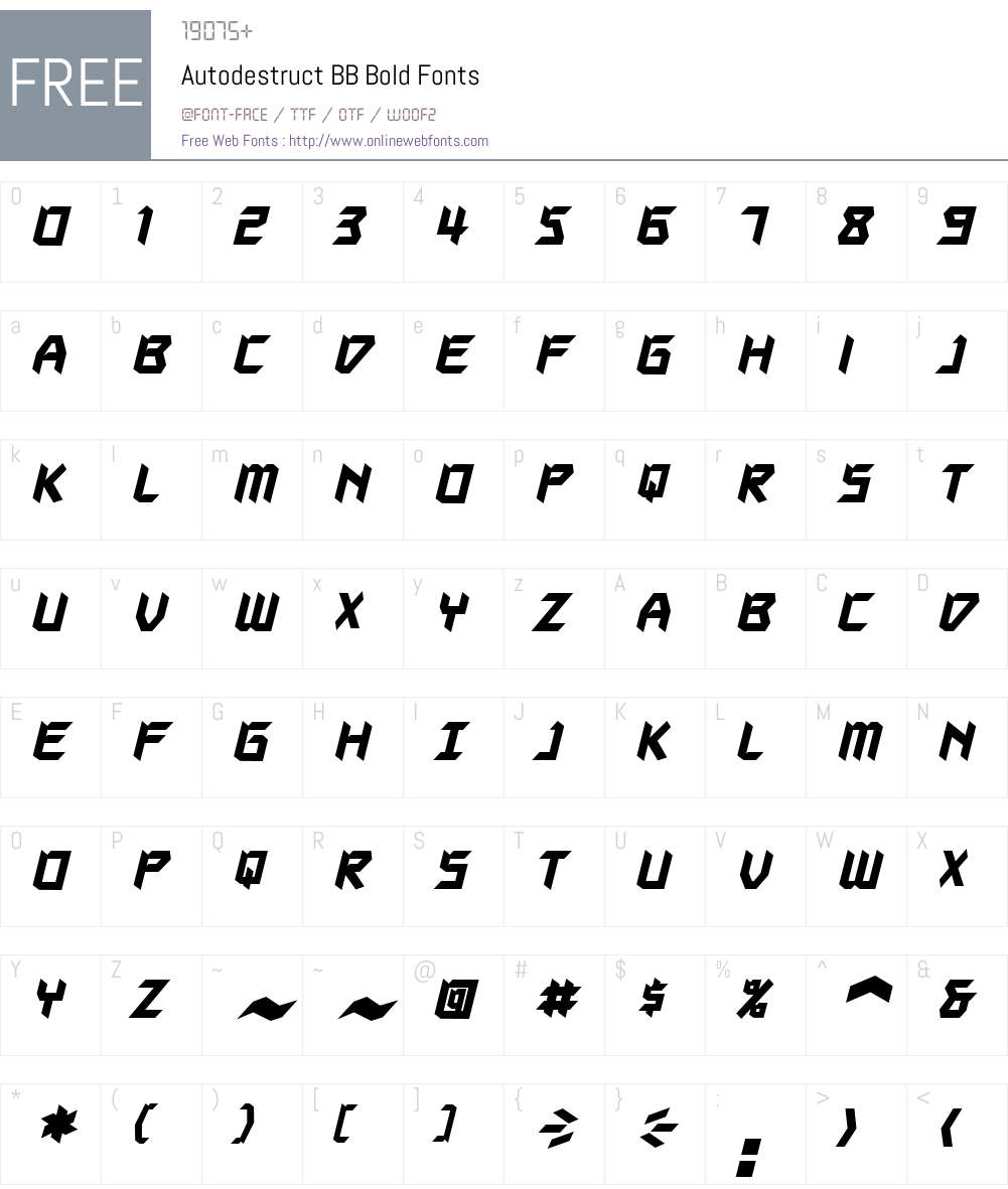 Autodestruct BB Font Screenshots