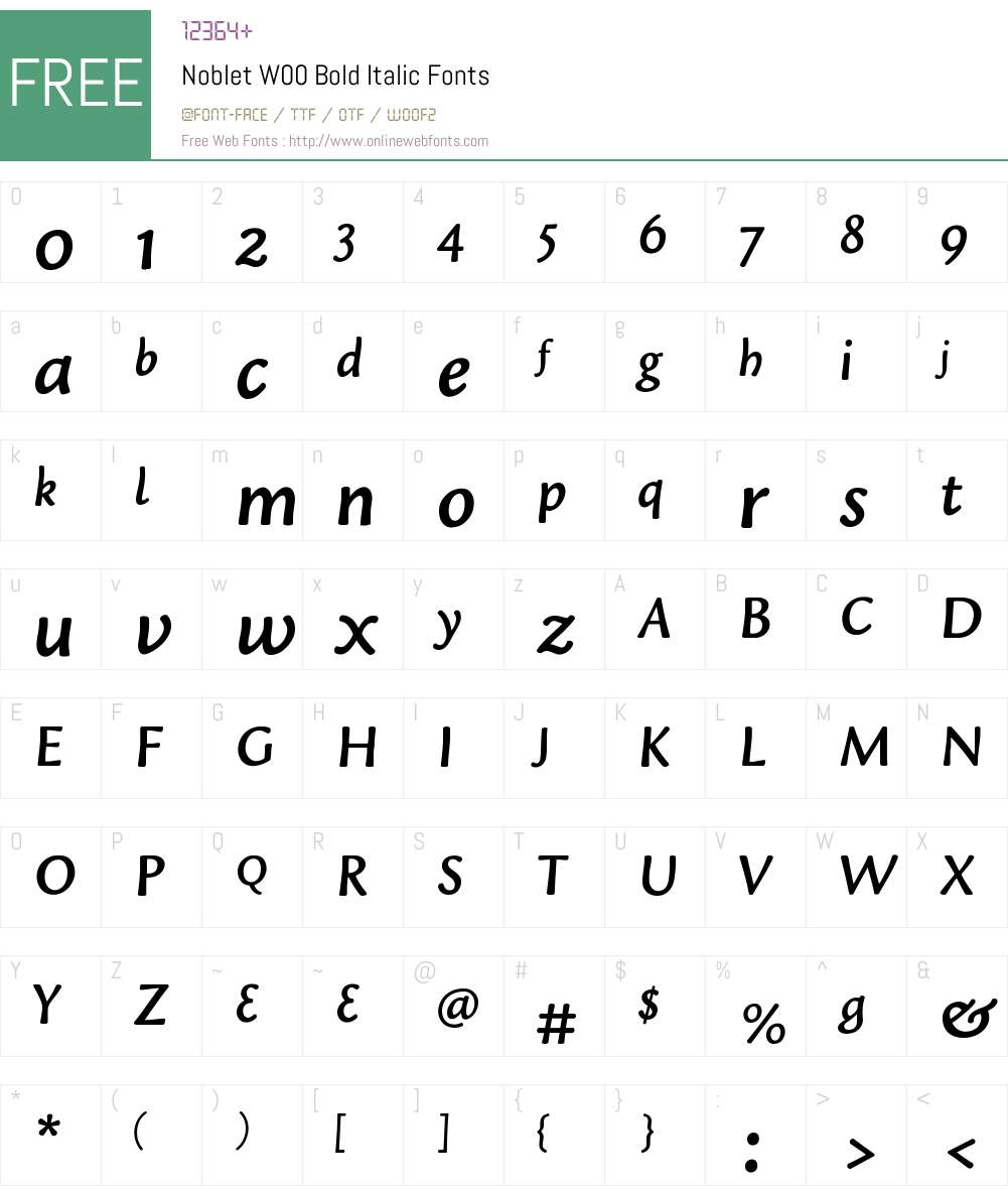 NobletW00-BoldItalic Font Screenshots