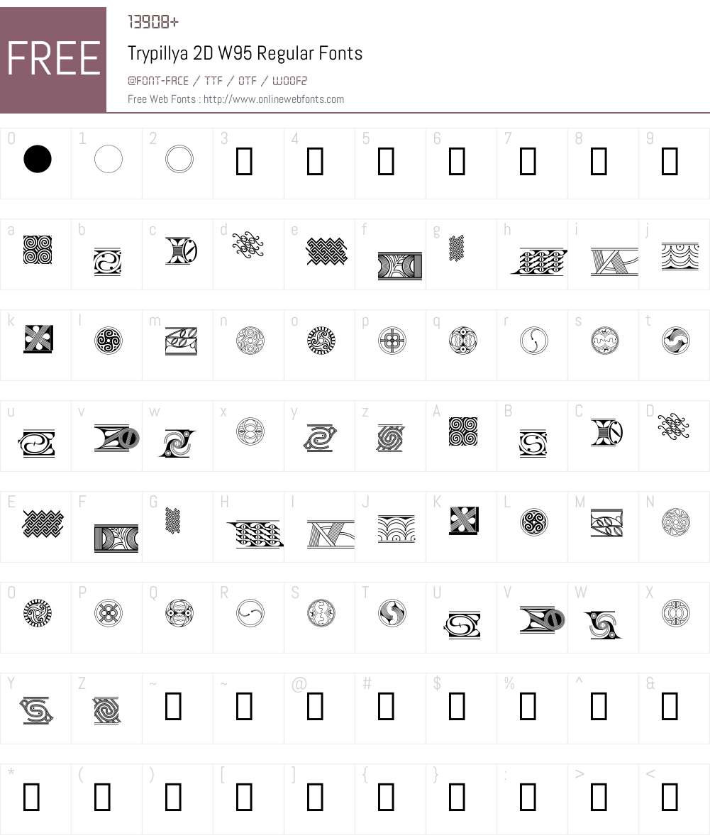 Trypillya2DW95-Regular Font Screenshots