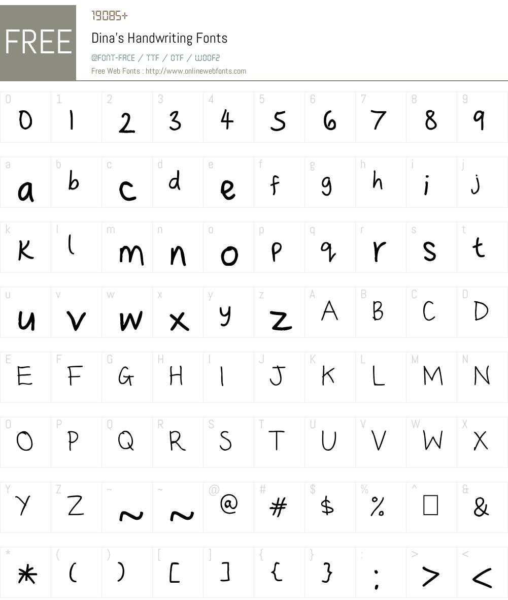 Dina's Handwriting Font Screenshots