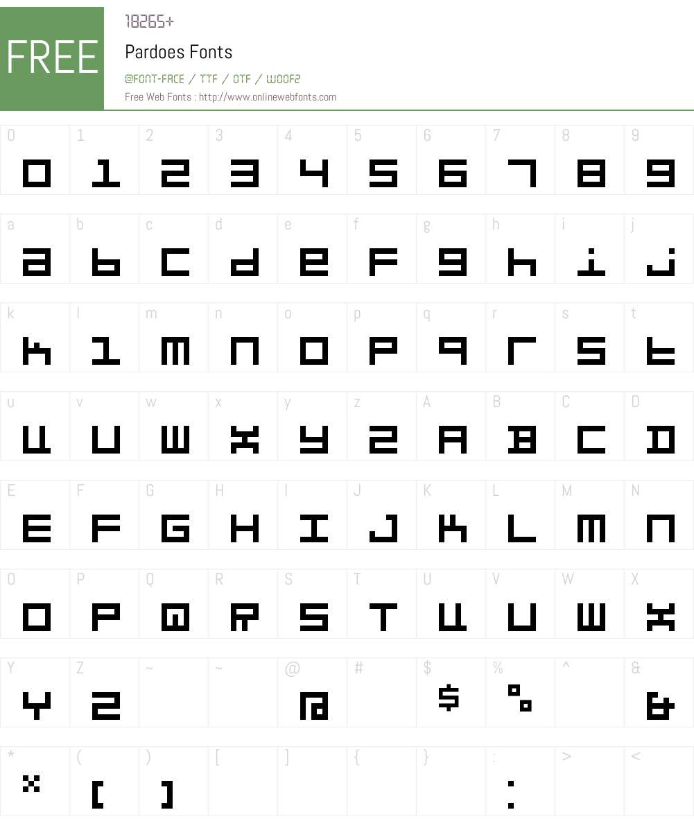 Pardoes Font Screenshots