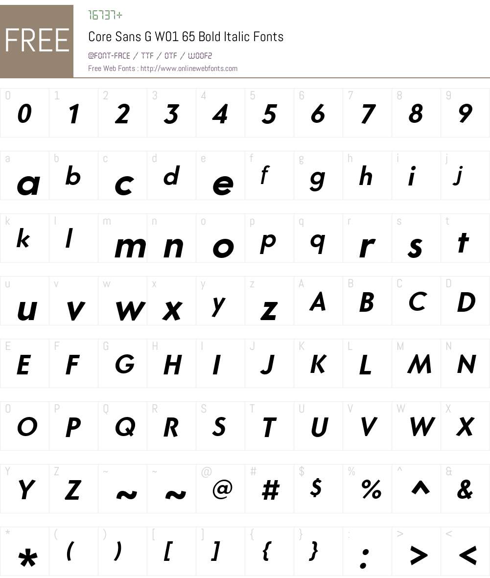 CoreSansGW01-65BoldItalic Font Screenshots