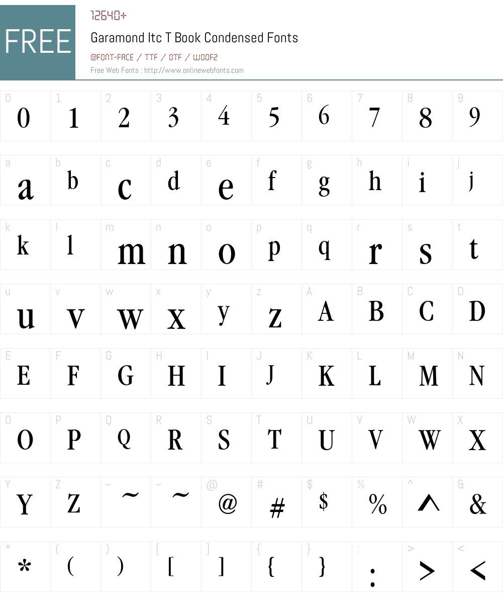 GaramItcTBooCon Font Screenshots