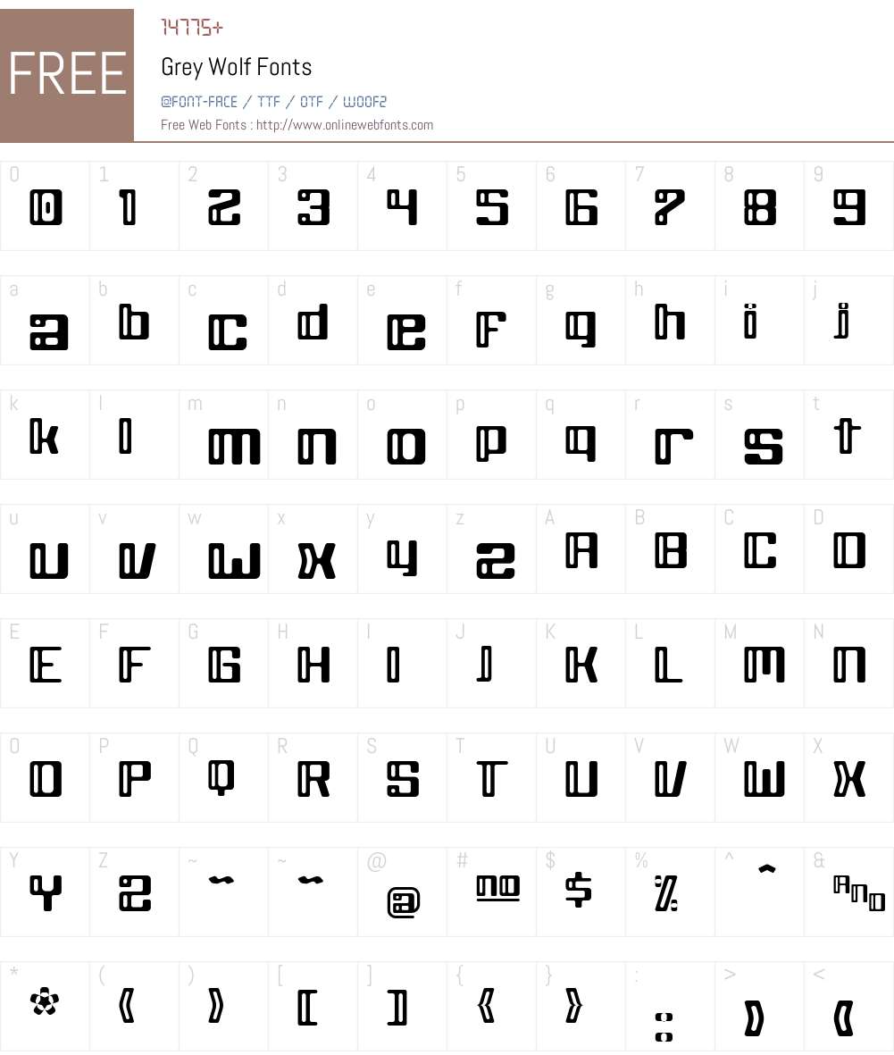Grey Wolf 2.0 - 8/01/99 Fonts Free Download - OnlineWebFonts.COM
