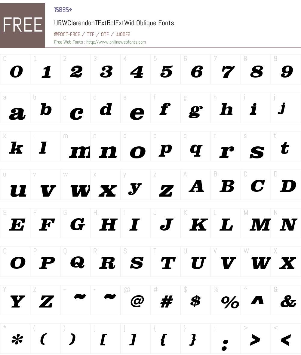 URWClarendonTExtBolExtWid Font Screenshots