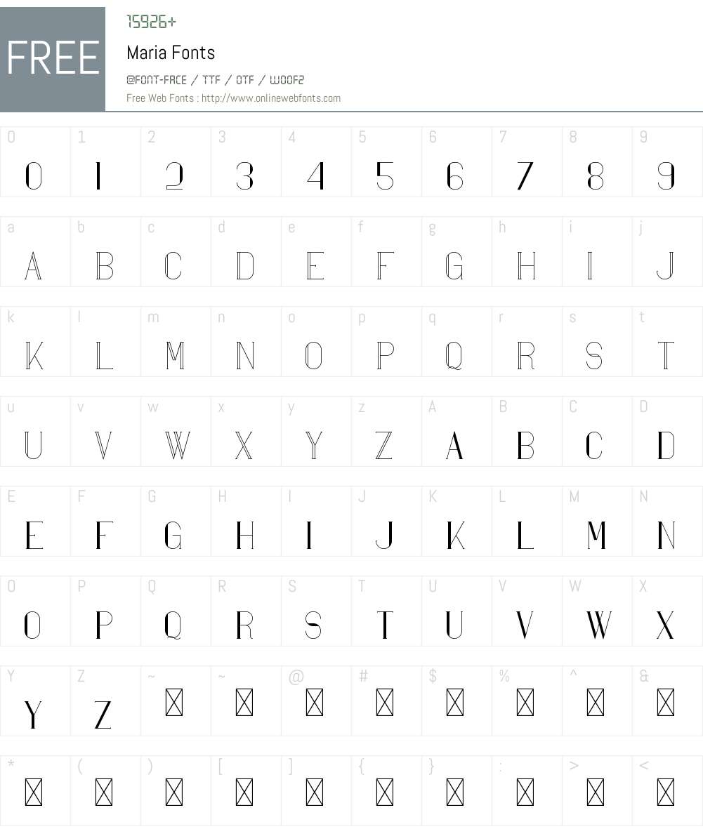 Maria Innice Font Maria 1.002;Fontself Maker 3.0.0-3 Fonts Free Download - OnlineWebFonts.COM
