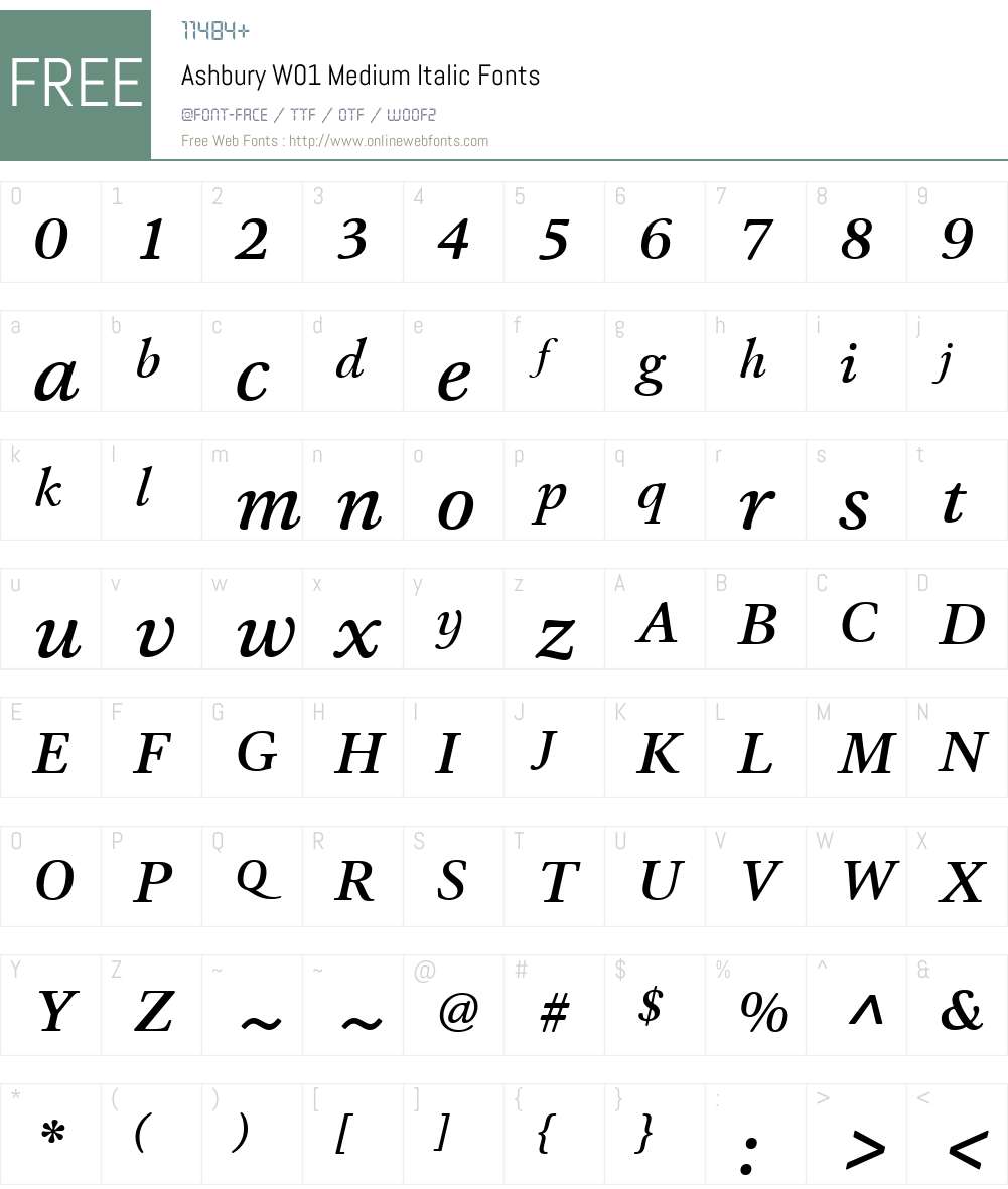 AshburyW01-MediumItalic Font Screenshots