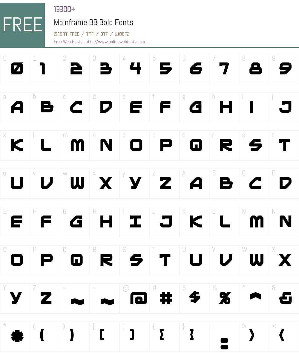 Mainframe BB Font Screenshots
