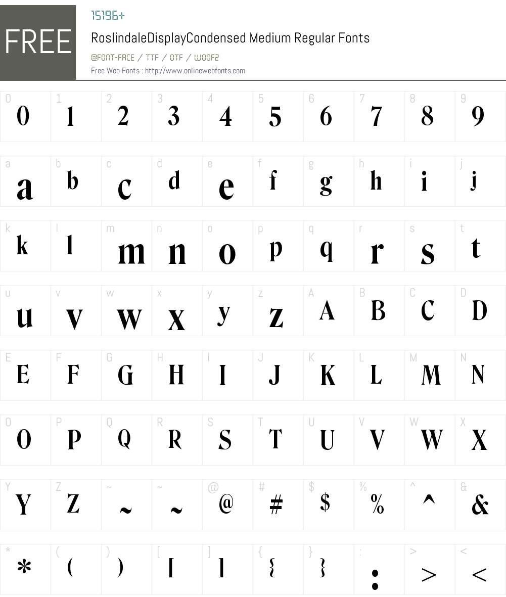 RoslindaleDisplayCondensed Medium Font Screenshots