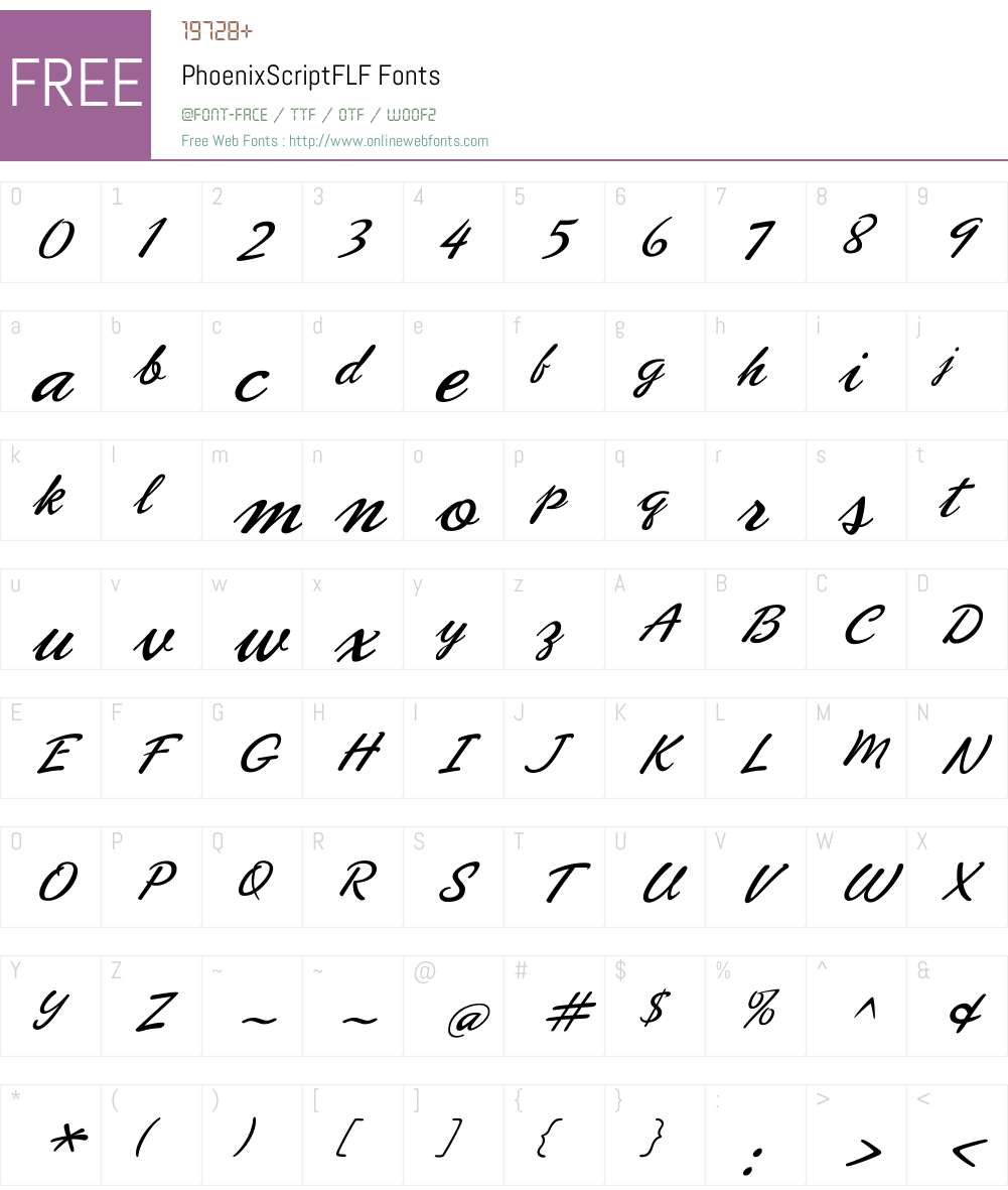 PhoenixScriptFLF Font Screenshots