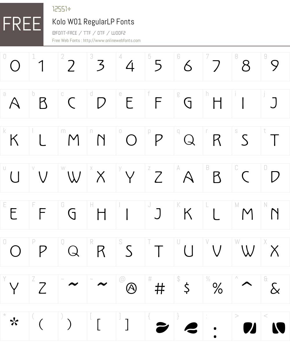 KoloW01-RegularLP Font Screenshots