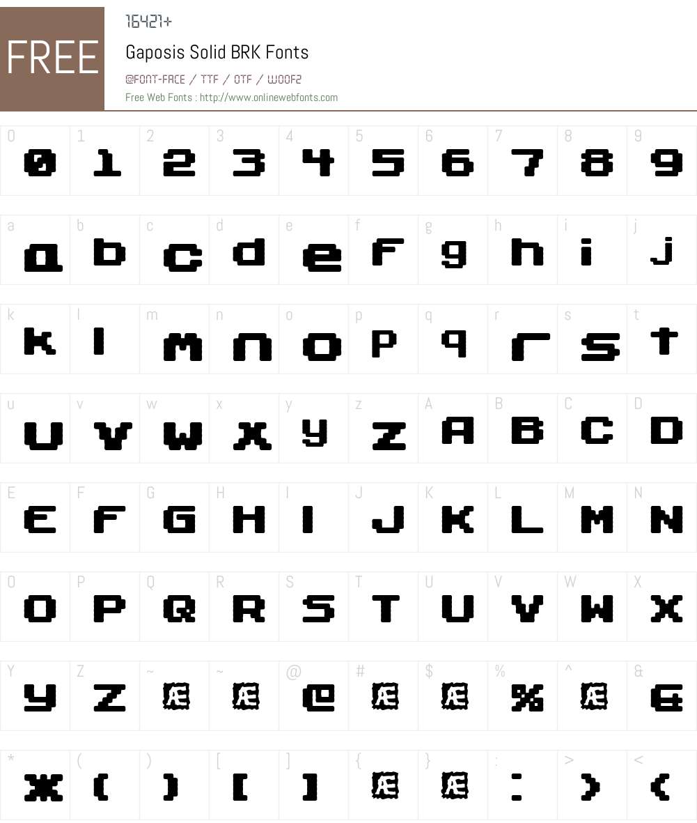 Gaposis Solid BRK Font Screenshots